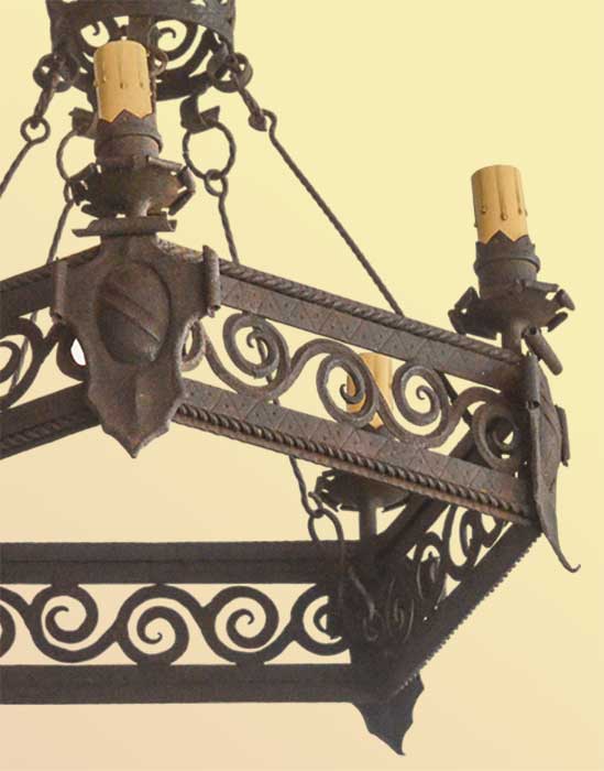Pentagonal Iron Chandelier