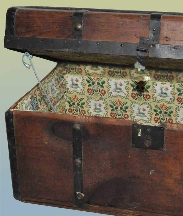Small Wooden Trunk, with Iron Trim