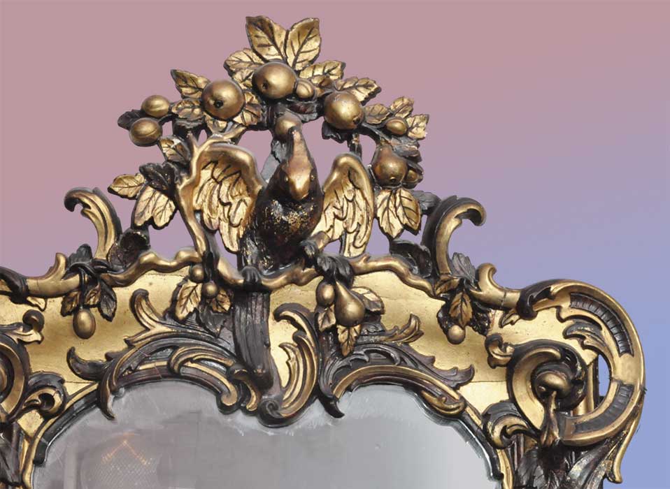 Shaped Pier Mirror, with Bird Crown