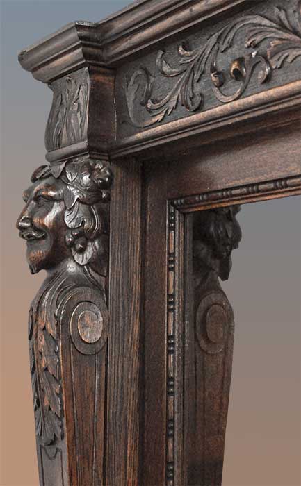 Nice Carved Oak Figural Bookcase