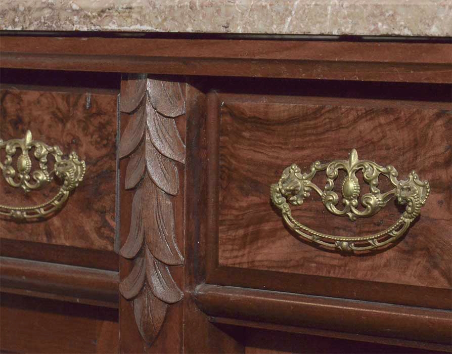 Carved Sideboard, w/Griffins & Marble Top
