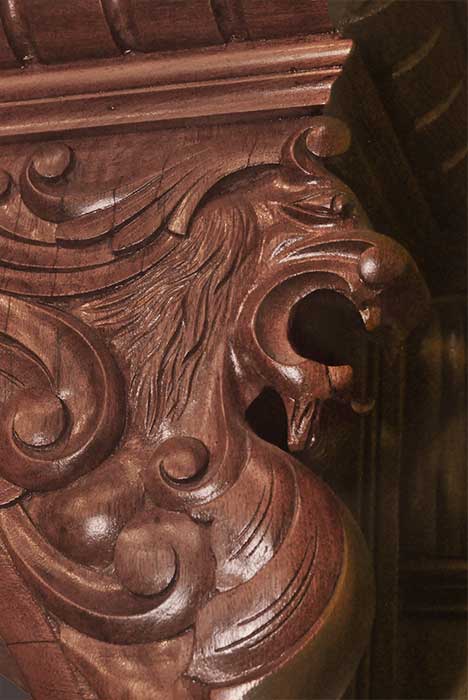 Carved Sideboard, w/Griffins & Marble Top