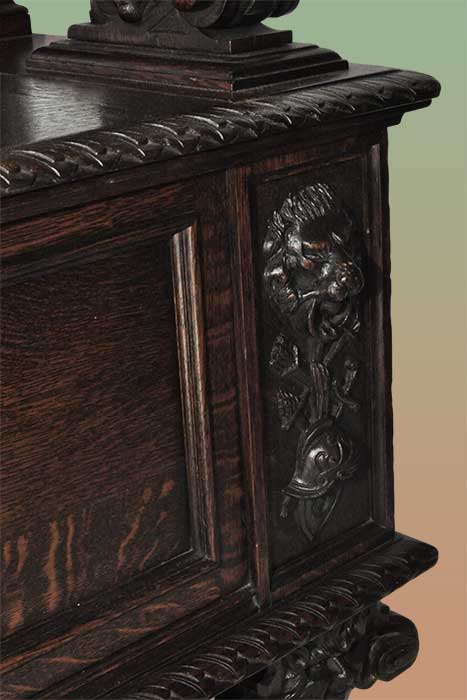 Carved Hall Bench, with Griffins