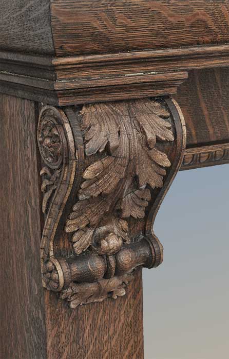 Oak Half Mantel, with Carved Brackets