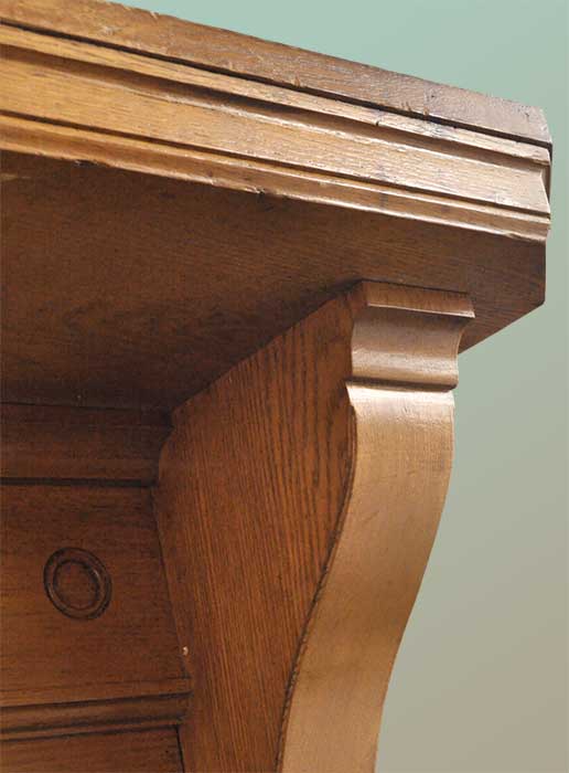 Carved Oak Half Mantel, w/Twisted Columns