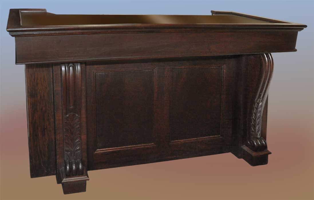 home bar with scroll-shaped columns