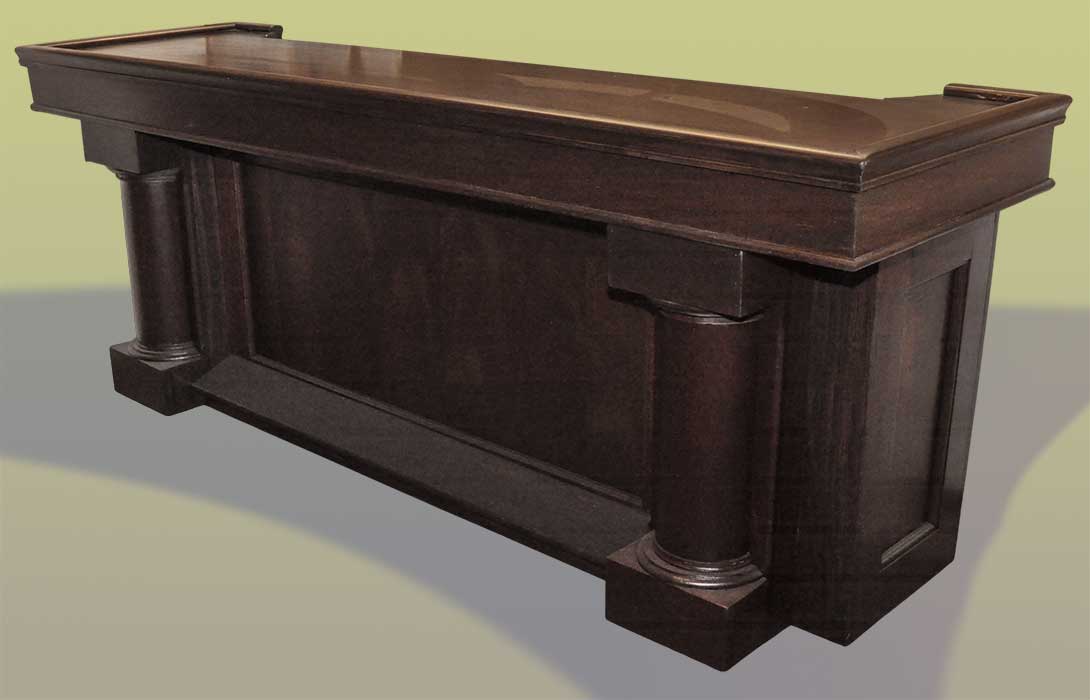 front bar with carved cylindrical columns
