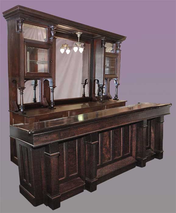 tall custom carved saloon front & back bar