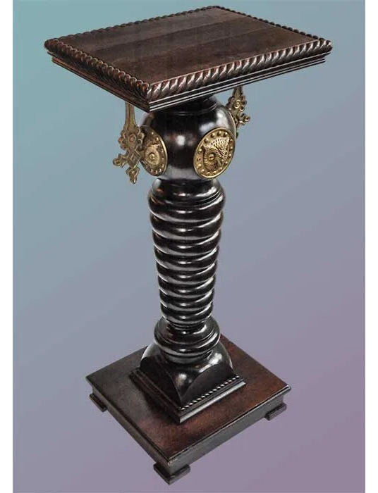 wood and brass pedestal