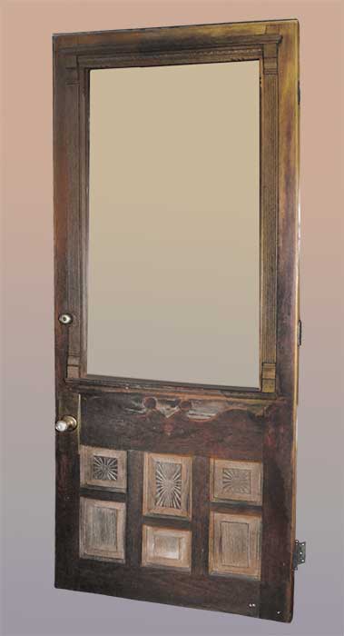 large salvaged door with window