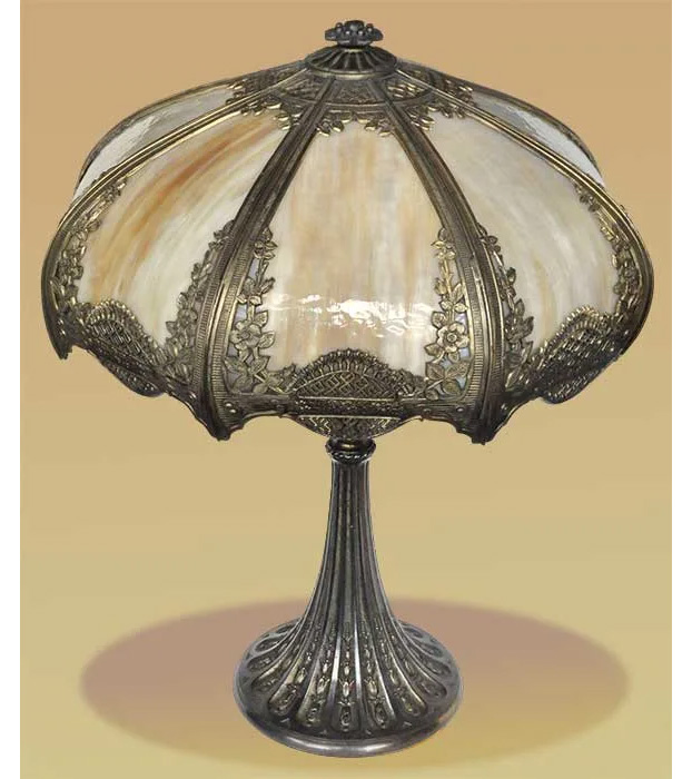 domed table lamp with bent glass shade