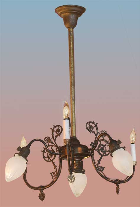 six-arm light with upper and lower fixtures