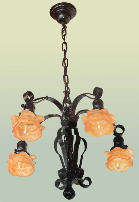 iron light with rose shades