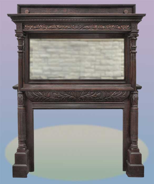 carved full cherry mantel with mirror