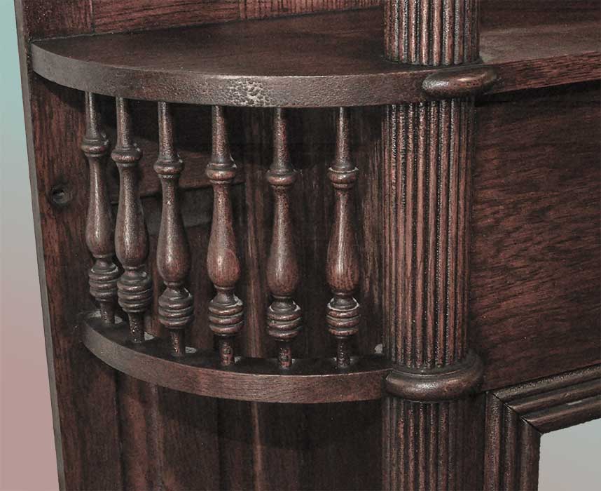 Full Carved Oak Mantel, w/3 Mirrors