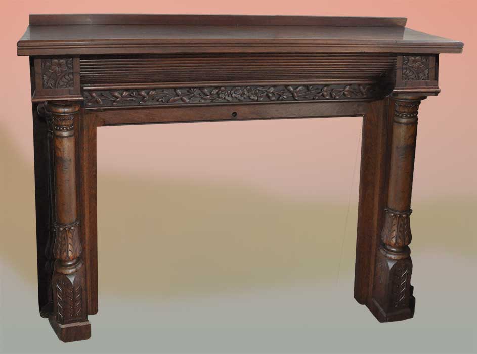 carved half mantel with floral relief