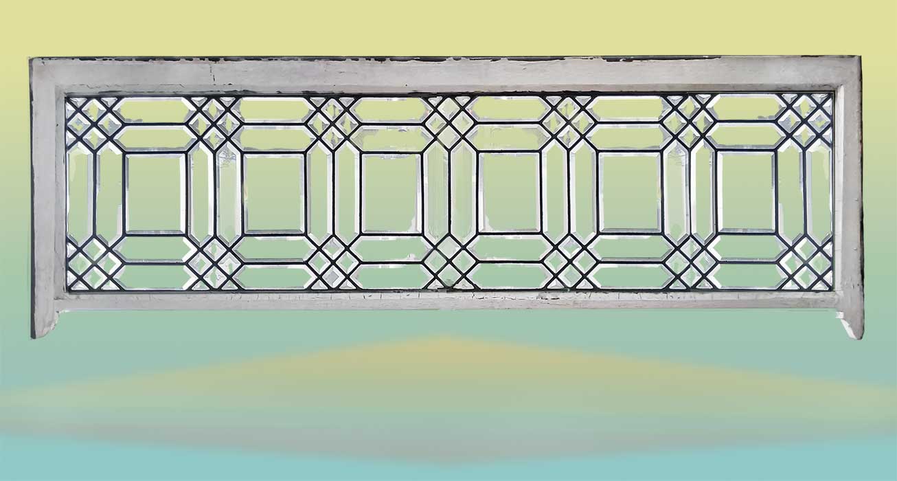 geometrical beveled glass transom