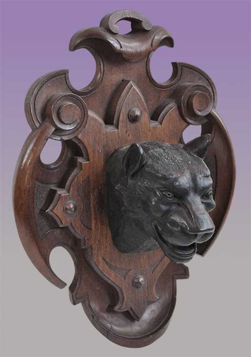 carved mountain lion head on wall mount