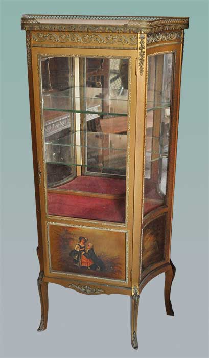 small shaped Vernis Martin curio cabinet