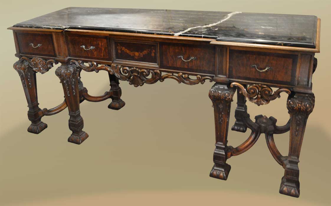 marble top carved mahogany sideboard