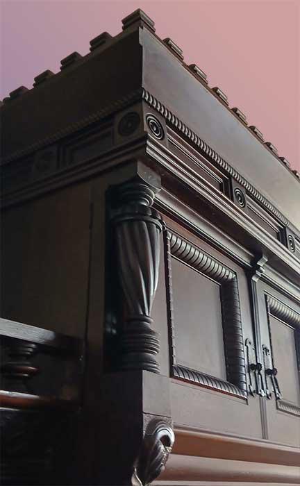 Large, Carved Walnut 3-Door Bookcase