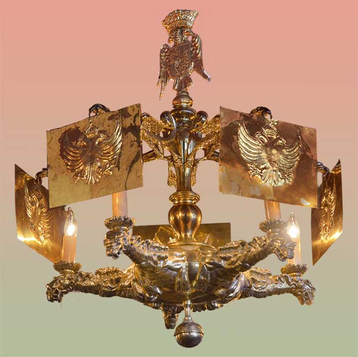 Elaborate Mythical Brass Chandelier