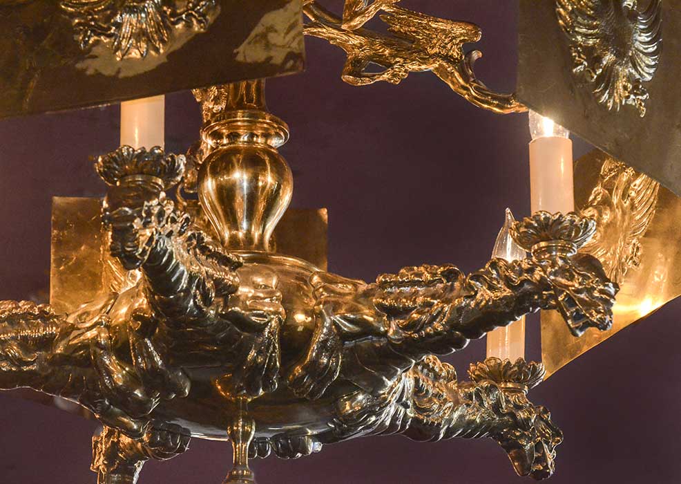 Elaborate Mythical Brass Chandelier