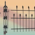 Multiple Decorative Iron Fence Posts