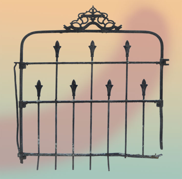 cast-iron gate with decorative crown