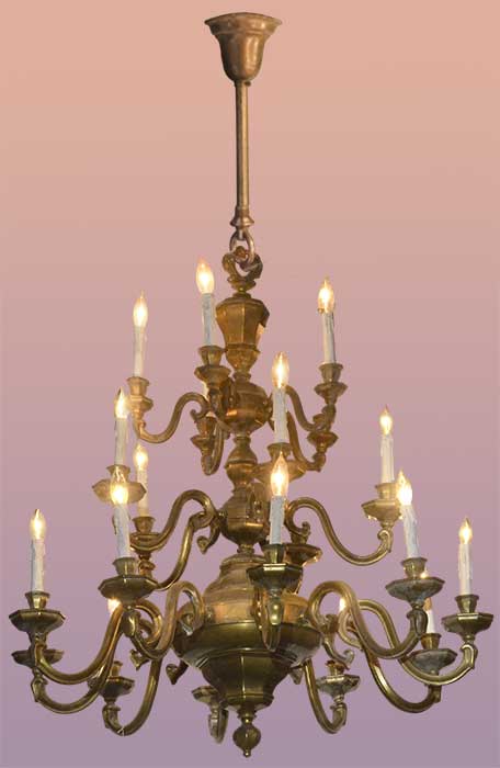 multi-armed Dutch brass chandelier
