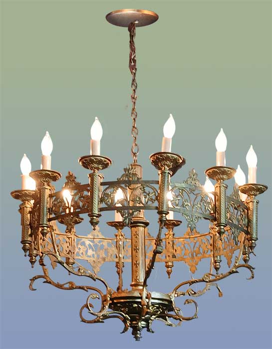 12-light brass chandelier