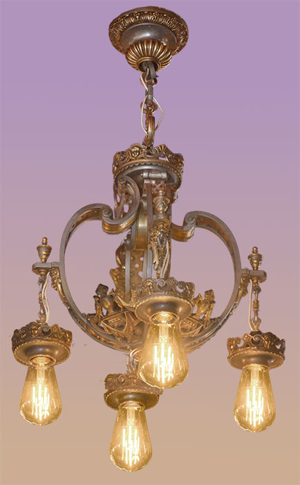 four-armed brass ceiling light
