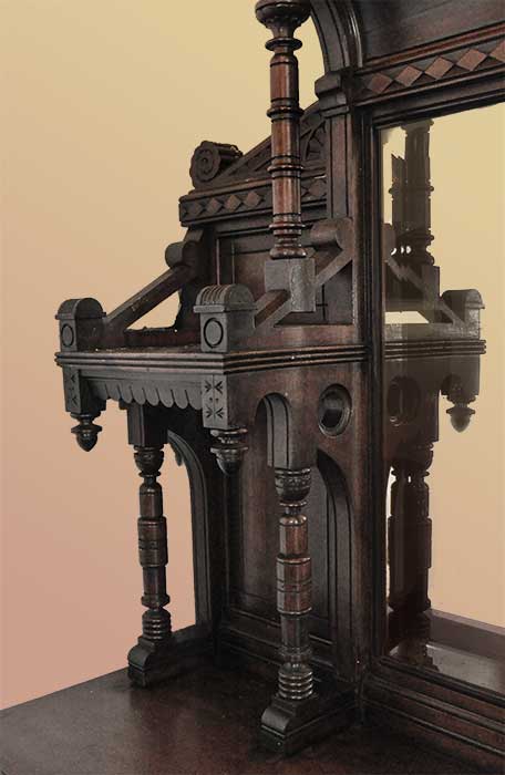 “Art Carved” Full Mantel, w/Beveled Mirror