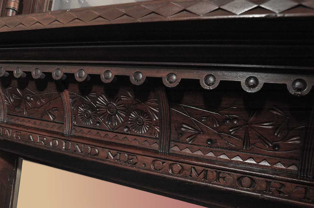 “Art Carved” Full Mantel, w/Beveled Mirror