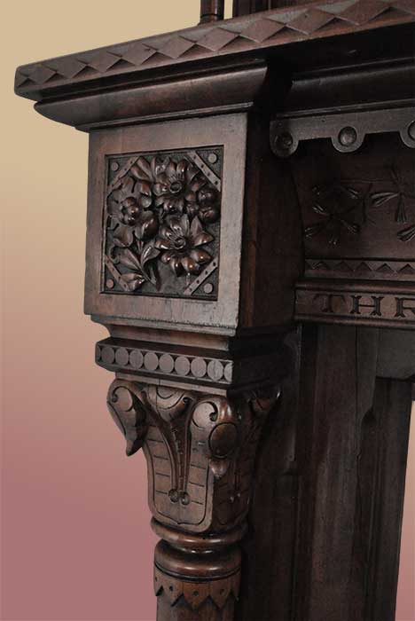 “Art Carved” Full Mantel, w/Beveled Mirror